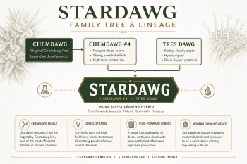 Stardawg family tree showing Chemdawg, Chemdawg 4, Tres Dawg, and Stardawg lineage