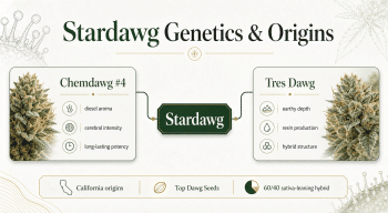 Stardawg genetics and origins showing Chemdawg 4 crossed with Tres Dawg