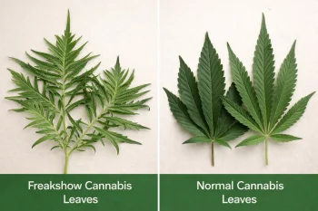 freakshow strain leaf vs normal cannabis leaf